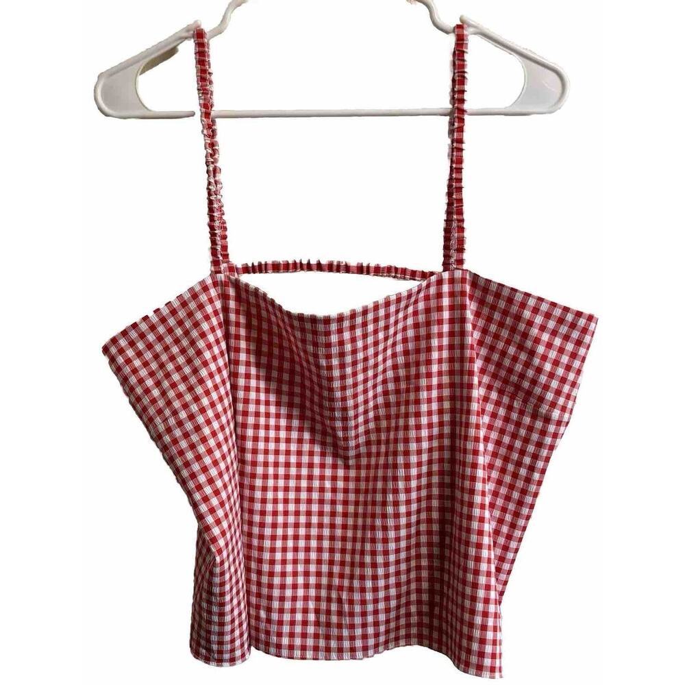 Red Gingham Tank Top Summer Picnic Cottage Festival Retro Pin Up NWT Size XL